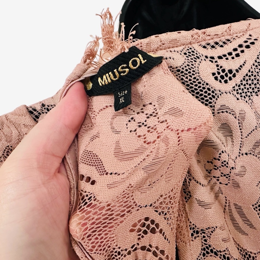 SOLD: Miusol Pink Floral Lace Maxi Dress Formal Evening Party Wedding Prom Gala - Picture 5 of 11